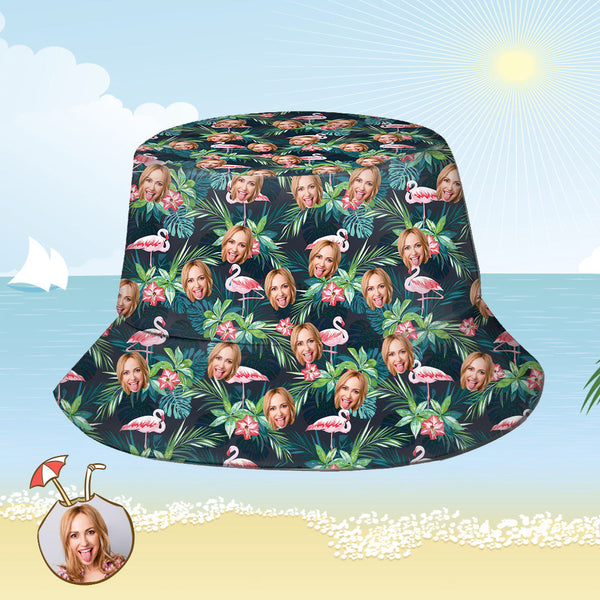 Folded personalised bucket hat in compact travel form — wrinkle-resistant polyester twill, ideal for camping and beach trips