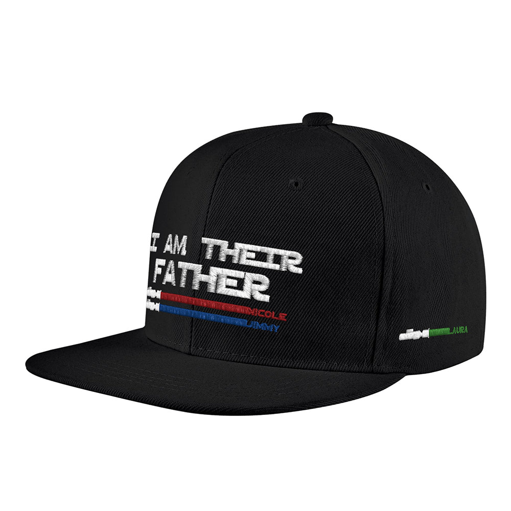 Rear view showing adjustable strap on personalised lightsaber baseball cap – lightweight 110g polyester comfort for Dad