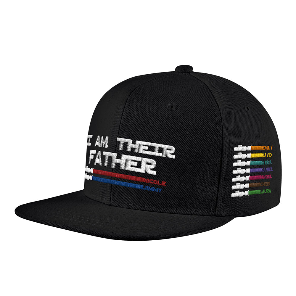 Angled product view showing brim shape and custom lightsaber name design – perfect for birthdays, anniversaries or Father's Day