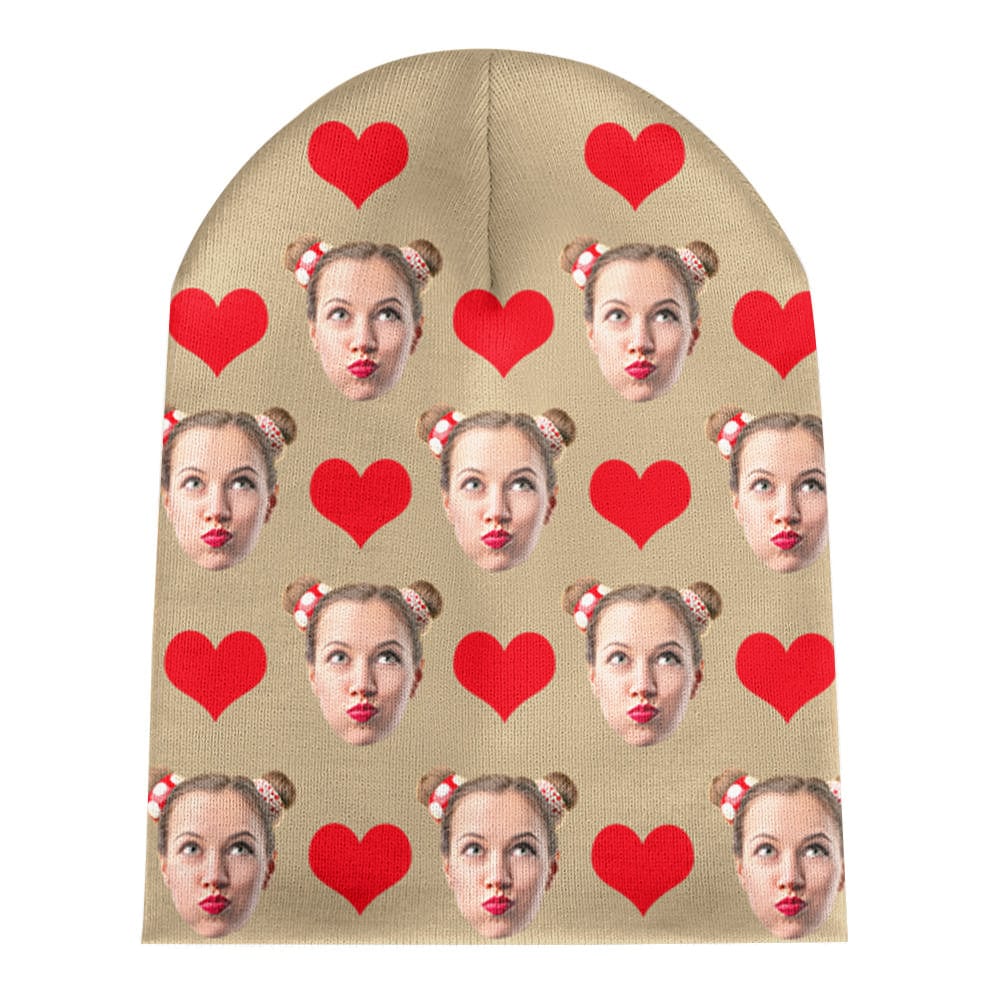 Side angle of personalised beanie D showing ear coverage and comfortable fit — ideal for cold-weather activities