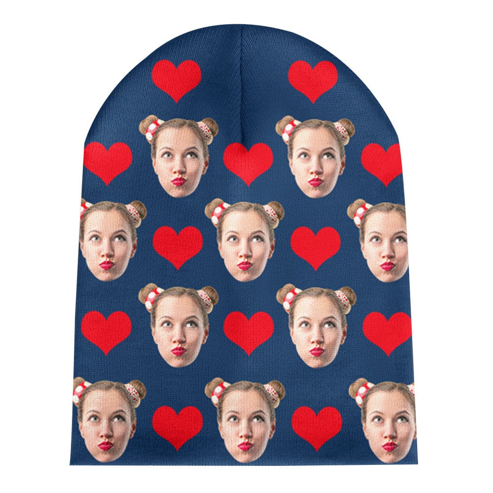 Side view of personalised beanie E demonstrating ear coverage and snug, comfortable fit — ideal for gifting