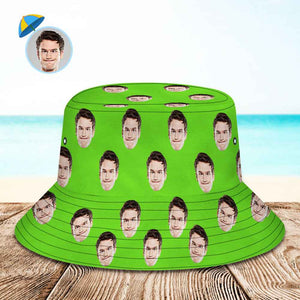 Custom Your Photo Face Summer Bucket Hat Fisherman Hat - Green