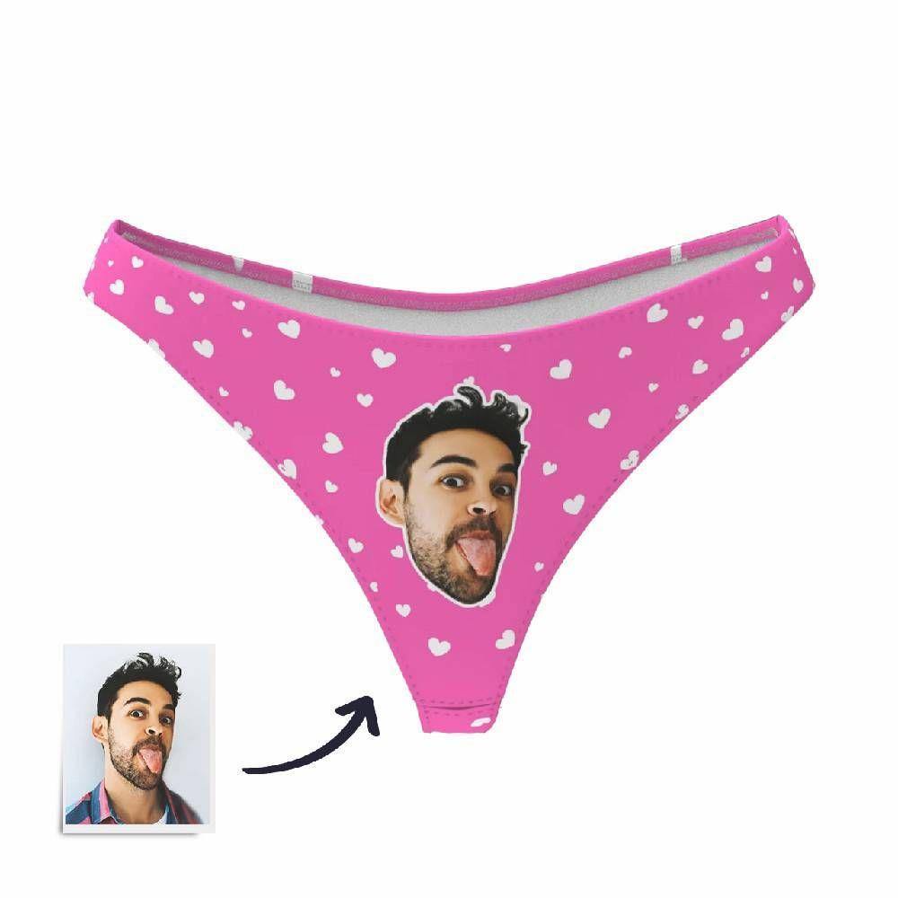 Model wearing personalised face thong side view — elastic waistband, breathable fit and flattering low-rise cut for everyday comfort