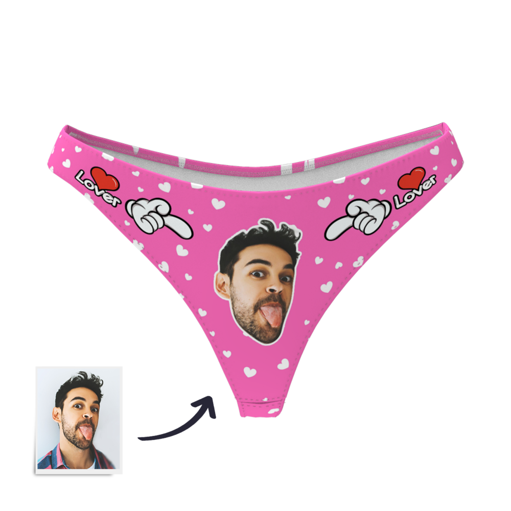 LOVER - Custom Photo Face Thong Panties for Women | Personalised Underwear Gift