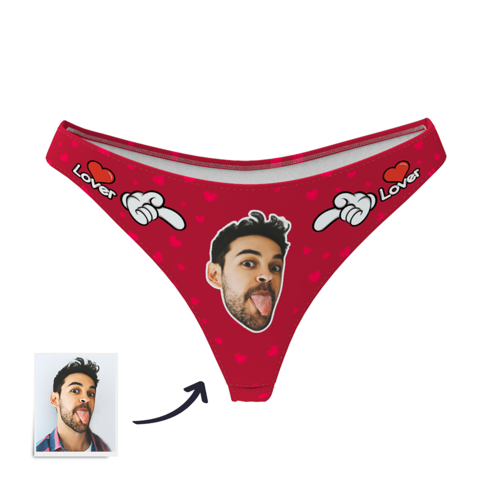 LOVER - Custom Photo Face Thong Panties for Women | Personalised Underwear Gift