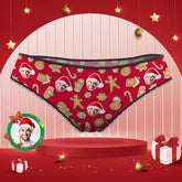 Personalised Christmas Cookies Style Lace Panties with Custom Photo | Unique Gift for Women
