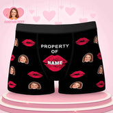 Custom Lip Print Property Of Name Boxers Brief Personalized Face Boxers Brief Gift For Him