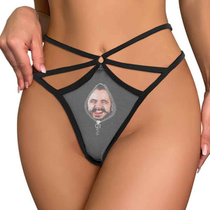 Custom Face Thong Personalized Zipper Photo Women's Funny Thongs Female Boxer for Gift