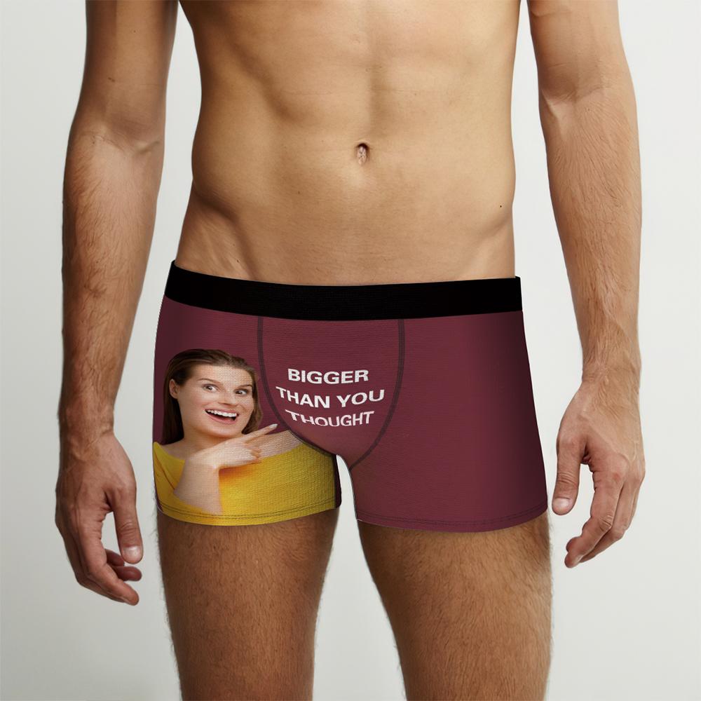 Selection of personalised boxer shorts colour options displayed to showcase custom photo printing and custom text choices for gifting occasions