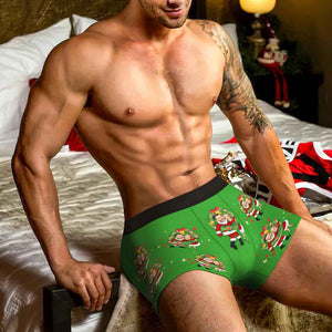 Custom Photo Boxer Face Underwear Double Santa Claus Couple Gifts Christmas Gift AR View