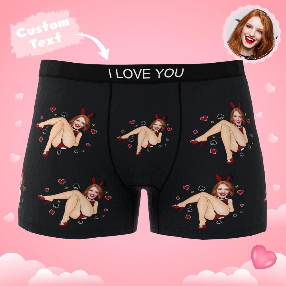 Close-up of print texture and stitch on personalised Bunny Girl boxers — high-quality, non-fading dye-sublimation colours