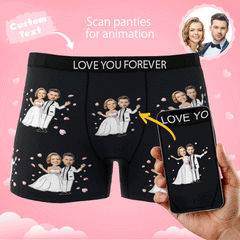 Custom Photo Boxer Shorts | Personalised Wedding Underwear Gift For Him | AR View