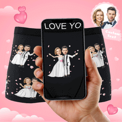 Custom Photo Boxer Shorts | Personalised Wedding Underwear Gift For Him | AR View