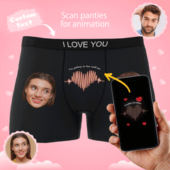 Custom Photo ECG Boxer Shorts | Personalised Gift For Him | AR Animation View