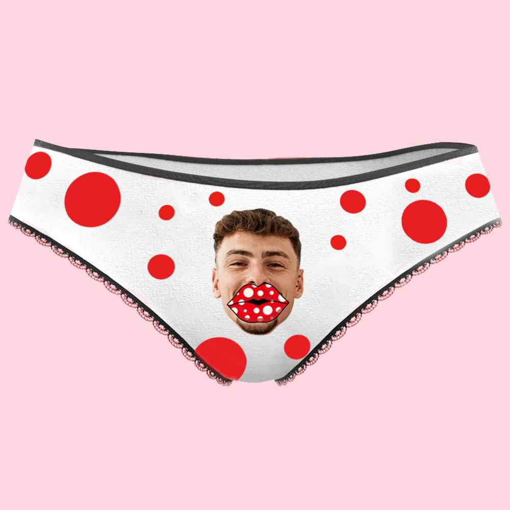 Custom Face Women's Panties Personalized Red Lips Briefs