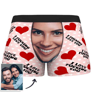 Custom Face Man Boxer Shorts I Fucking Love You
