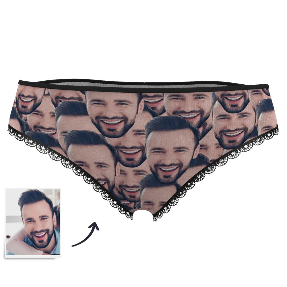 Personalised Custom Face Mash women's panties – front view showing a centred high-definition cropped photo face on soft polyester fleece; vibrant, machine-wash safe photo knickers gift for her