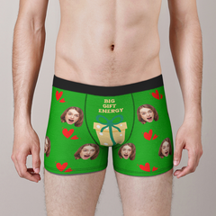 Custom Face Christmas Boxer Shorts | Personalised Funny Gift Underwear for Men