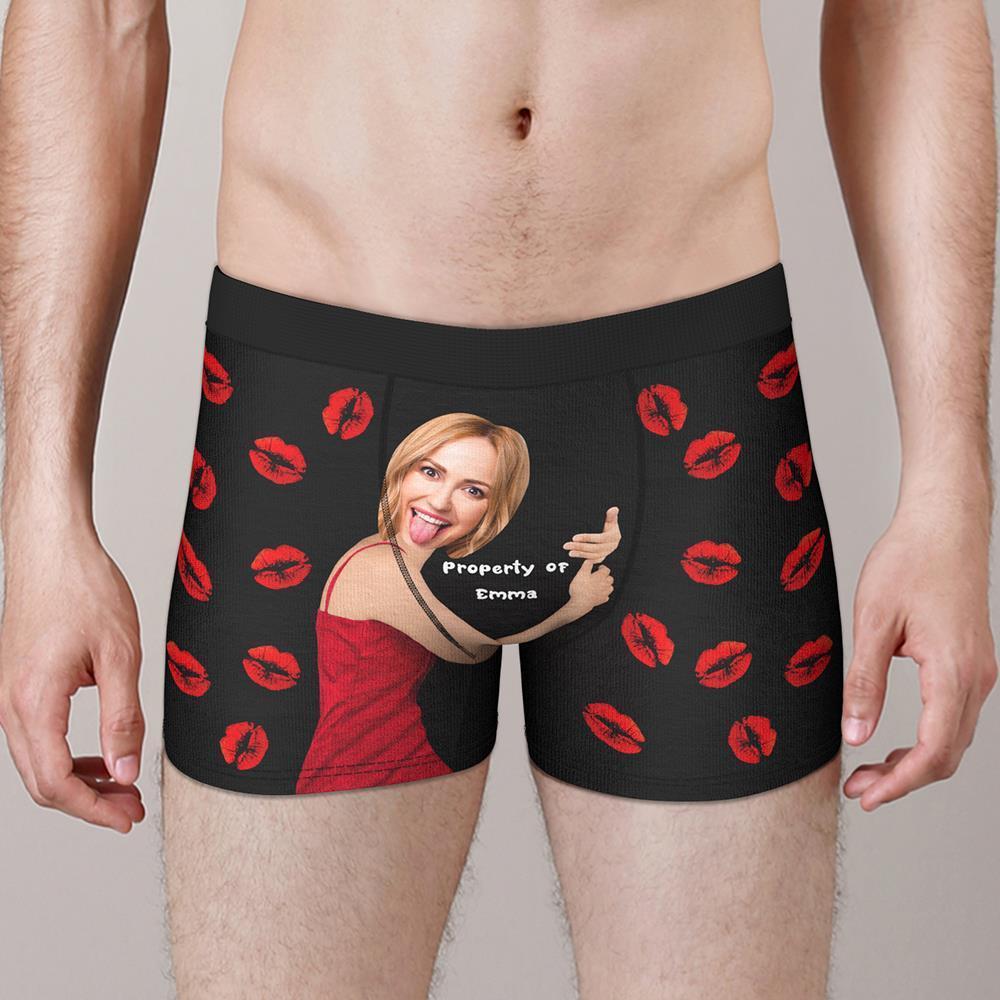 Personalised Red Lips Boxer Brief — Custom Face & Name Boxer Briefs