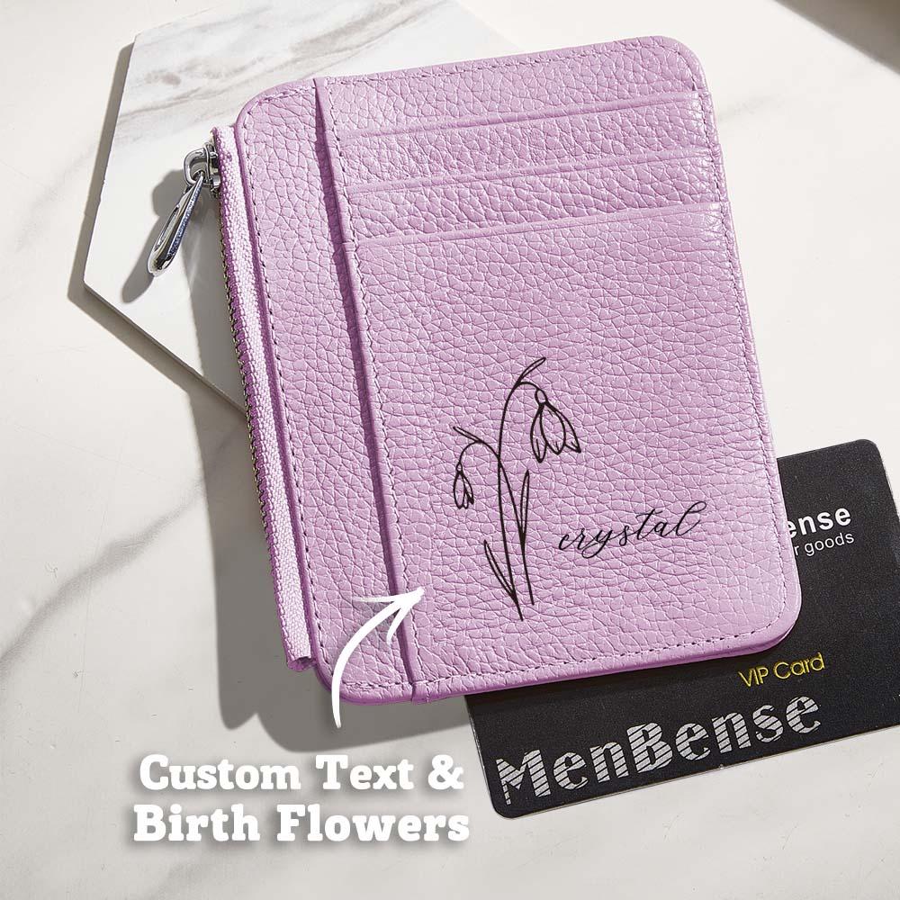 Demonstration of cards inserted into the 8 card slots of the compact personalised PU leather wallet