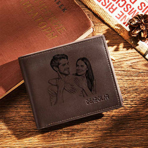 To My Husband Wallet Personalized Photo Wallet Leather Wallet Engraved Wallet - Leather