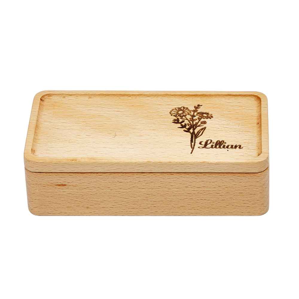 Personalised Birth Flower Jewellery Box Custom Name Jewellery Organizer Gift for Her