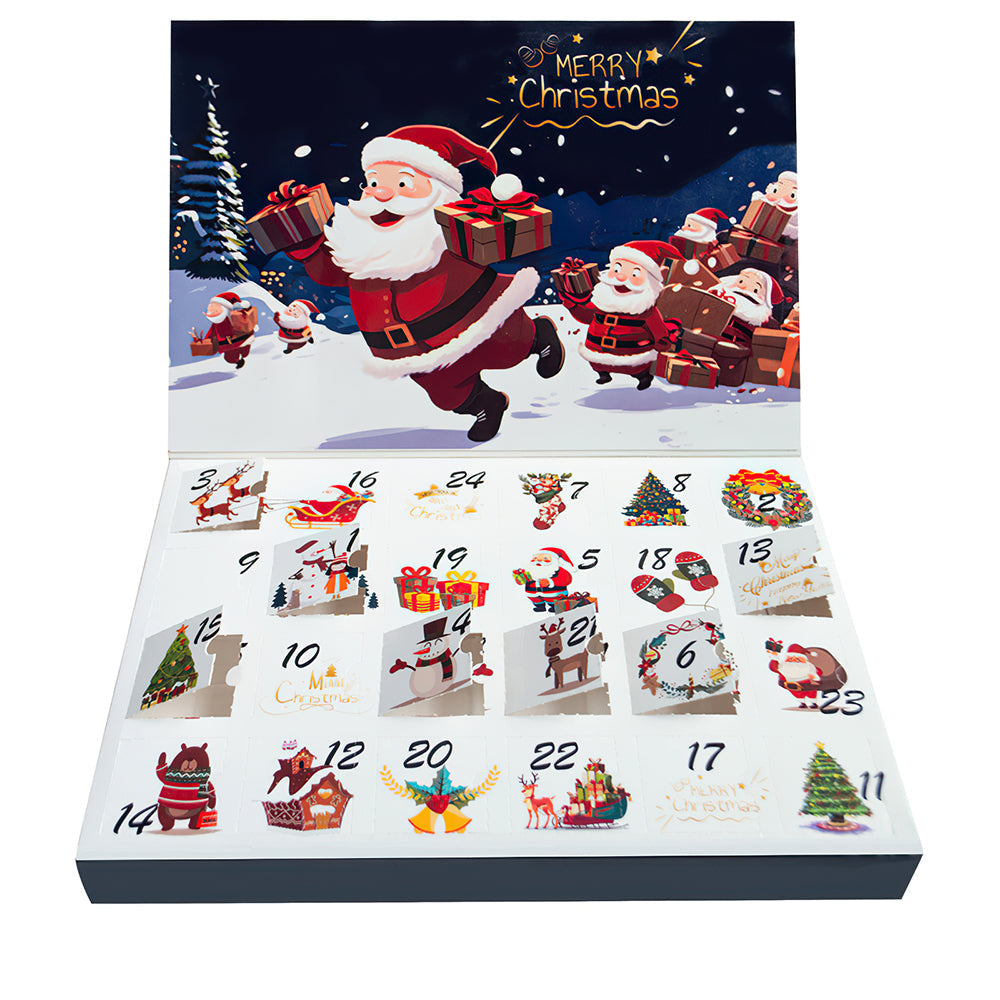 Custom Christmas countdown laid out — 24 mini jigsaws made from a favourite photo, personalised Advent calendar gift idea