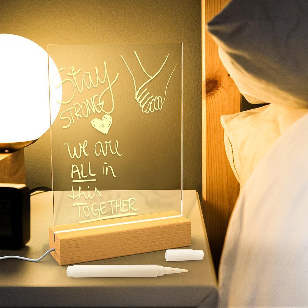 Handwriting Night Light Acrylic Message Board with Pen - Personalised LED Desk Lamp