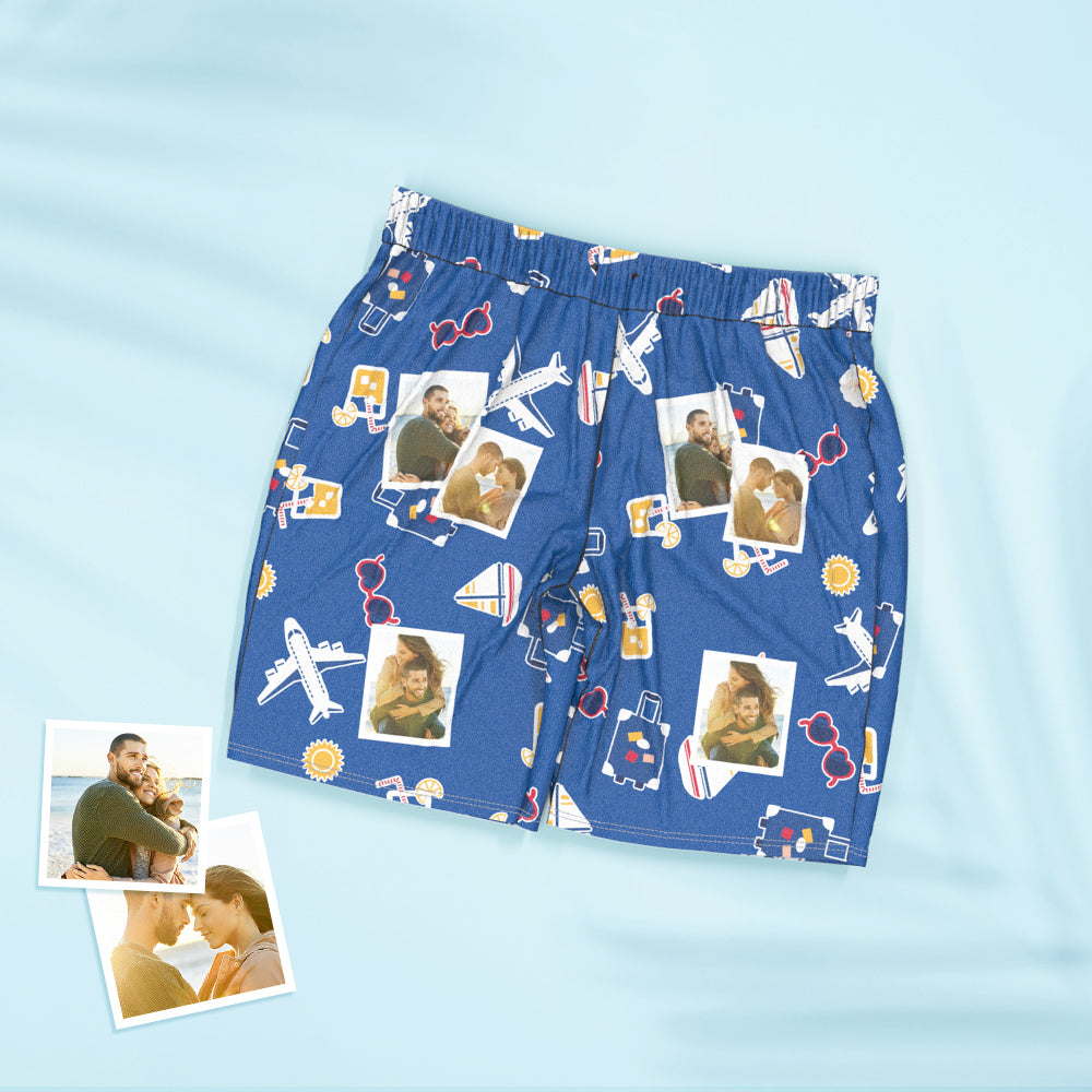 Close‑up of personalised photo print on soft 97% polyester short‑sleeved pyjama shirt showing vibrant colours and button detail – custom sleepwear