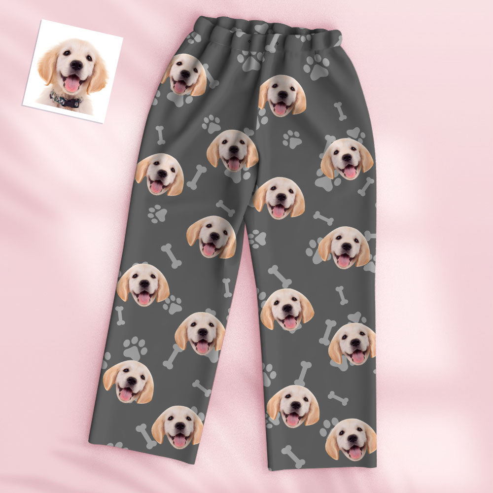 Model wearing personalised face pyjamas showing relaxed unisex fit and full‑coverage custom photo print — perfect novelty gift for men and women