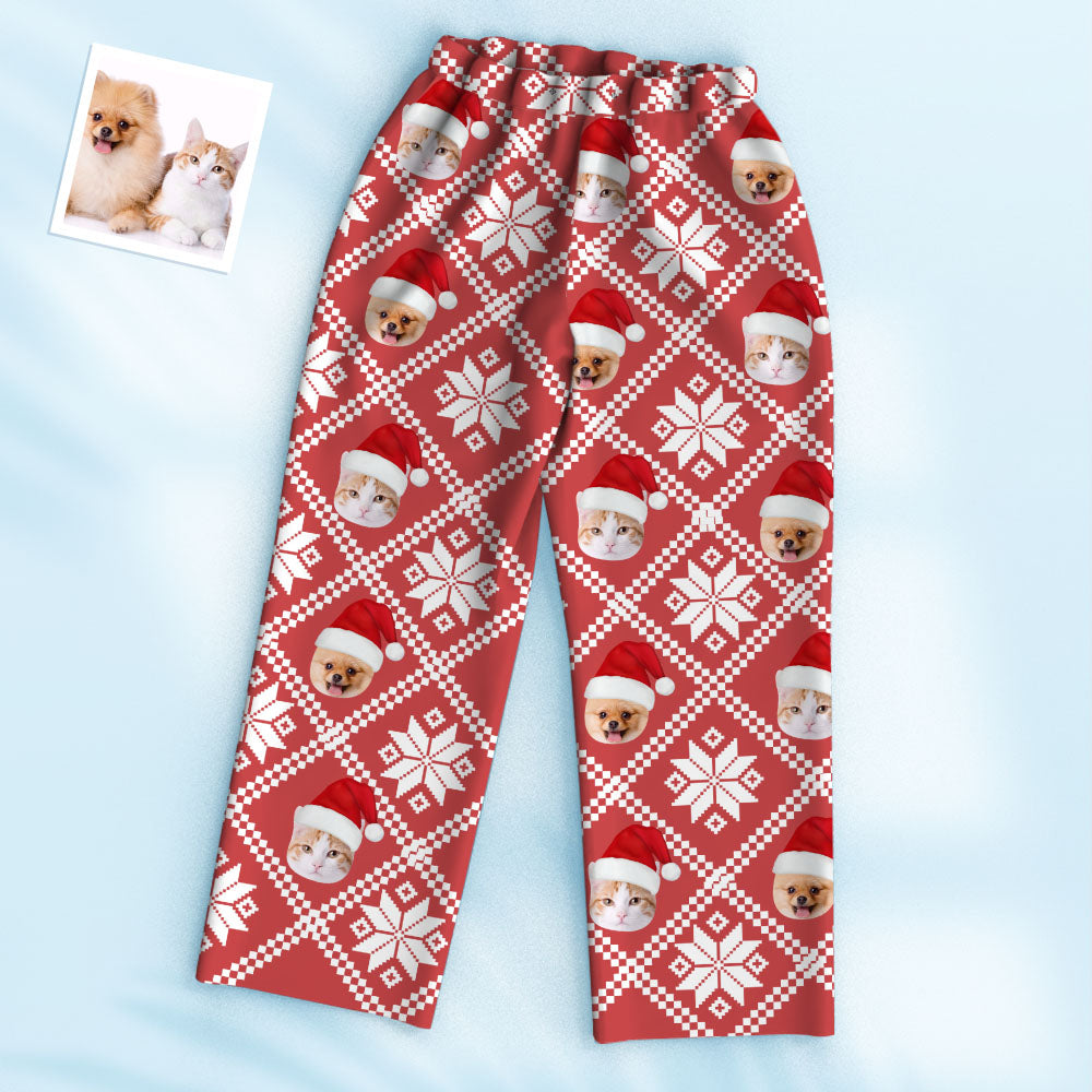 Model wearing personalised photo face pyjamas full-length — comfortable unisex fit, ideal personalised gift