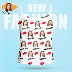 Custom Sleepwear Set With Face Customized Photo Pajamas Gifts for Her Heart & I love you