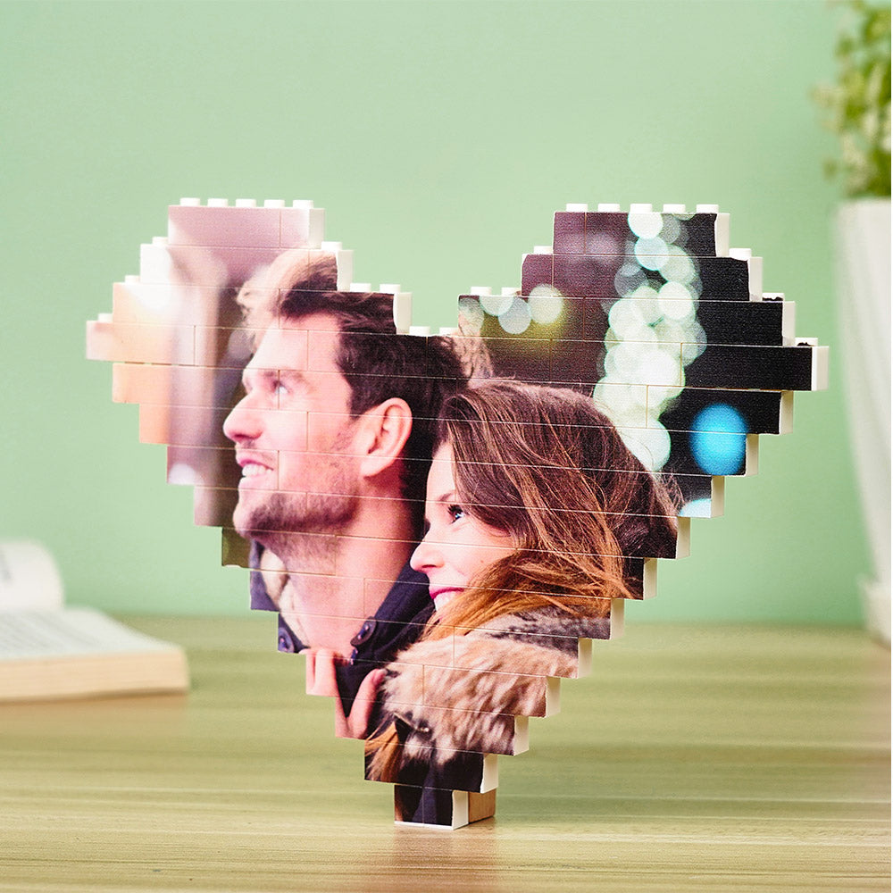 Close-up of UV-printed personalised photo on PVC brick highlighting vivid colours, fine print detail and waterproof finish
