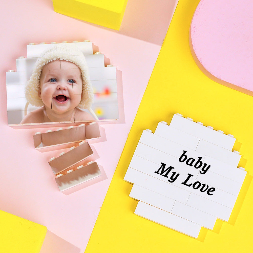 Multiple-angle views of personalised octagon bricks highlighting photo printing on each face – premium finish of custom photo building blocks