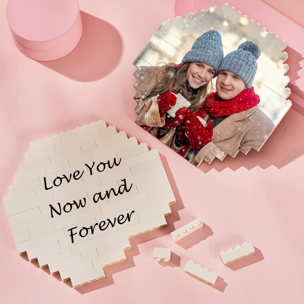 Elegant arrangement of personalised octagon photo bricks as a keepsake display – bespoke custom photo building blocks for heartfelt gifting