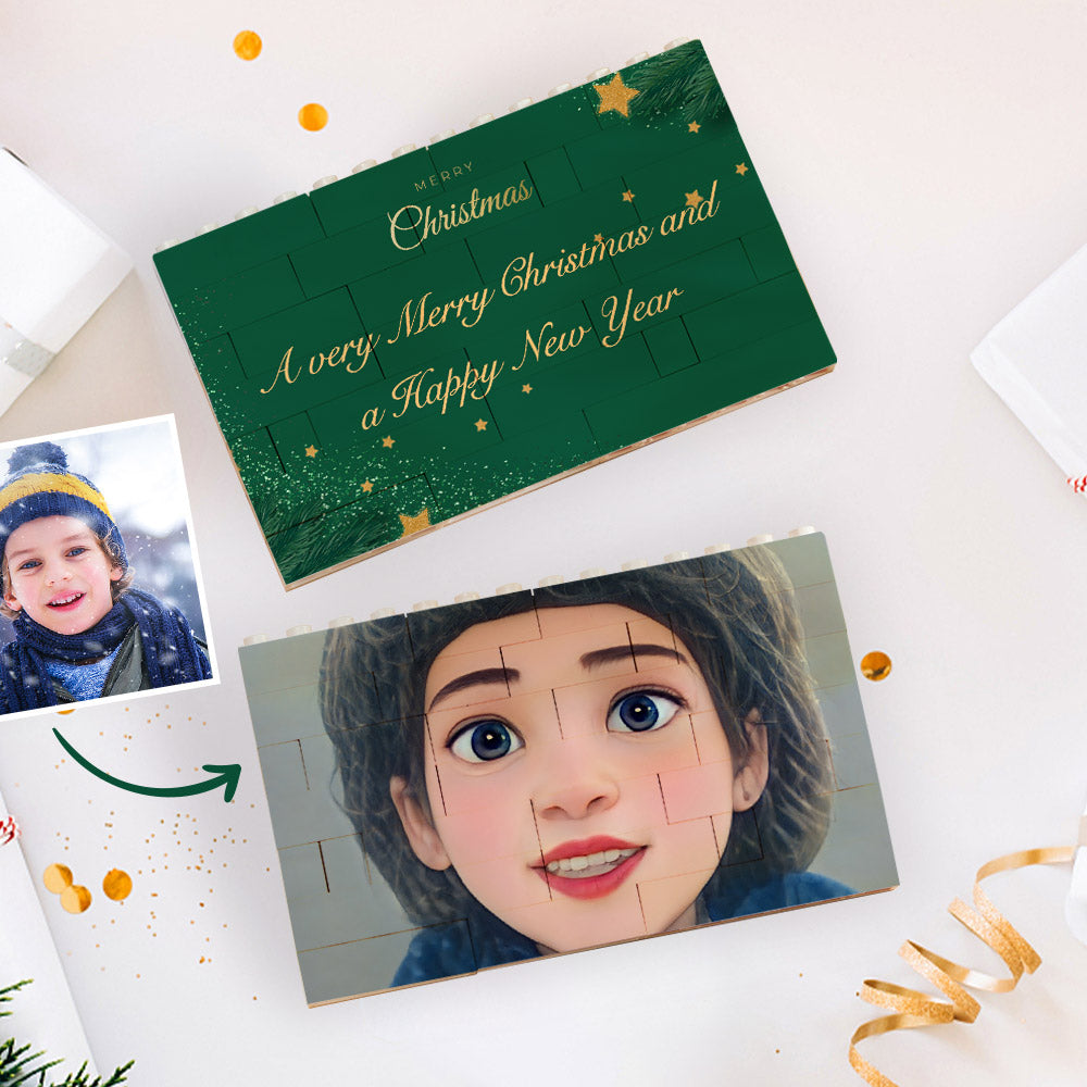 Horizontal brick-style personalised puzzle — custom cartoon avatar toy, perfect personalised Christmas gift
