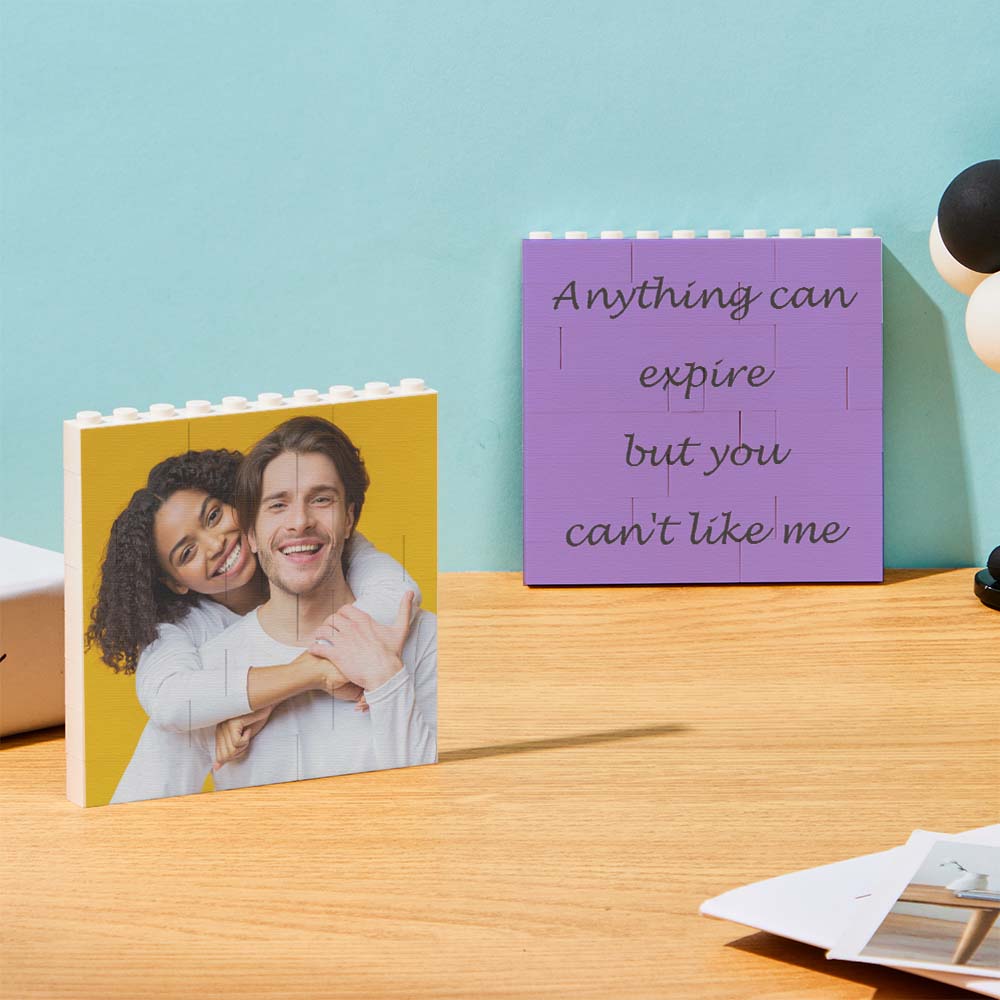 Custom building brick puzzle featuring double-sided UV printing and vibrant photo reproduction