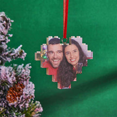 Christmas Ornament Personalized Heart Building Brick Photo Blocks