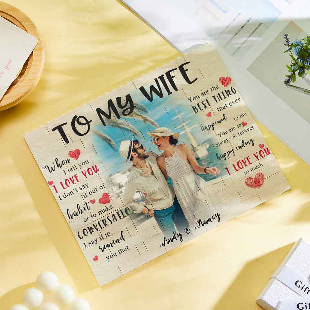 Custom Building Block Puzzle Personalized Photo and Name Brick To My Wife