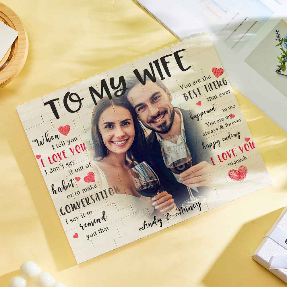 Custom Building Block Puzzle Personalized Photo and Name Brick To My Wife