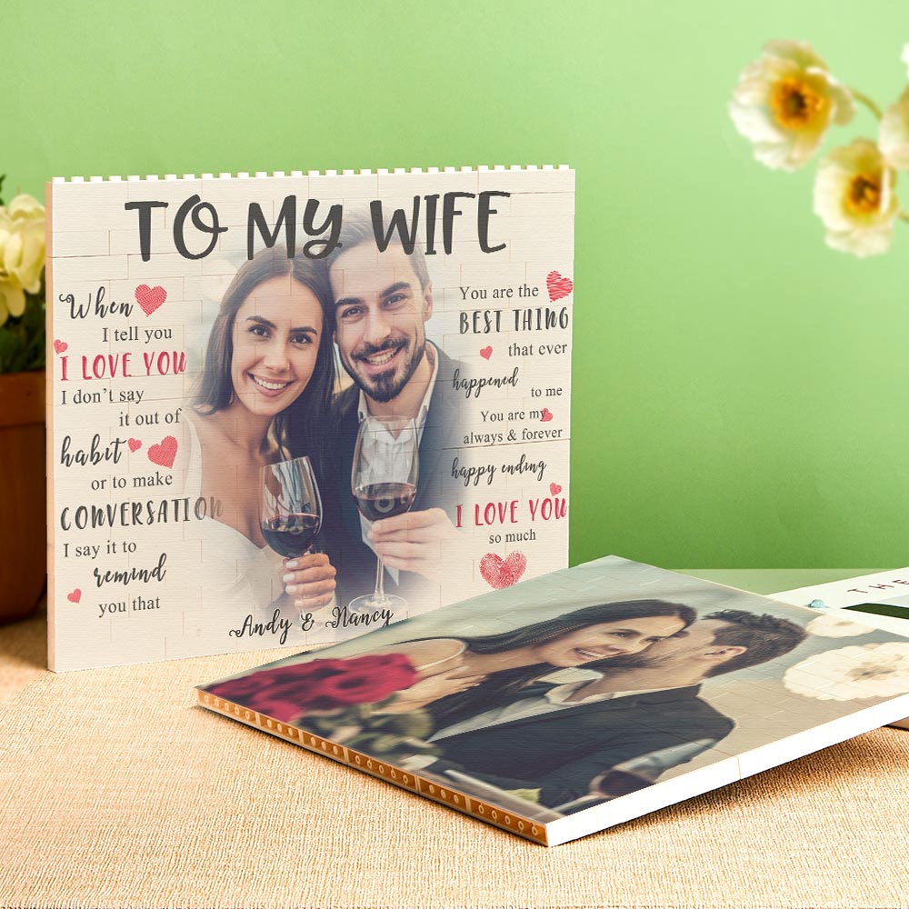 Rear view of personalised photo brick illustrating secure wall‑mount option and solid construction for display of custom photos