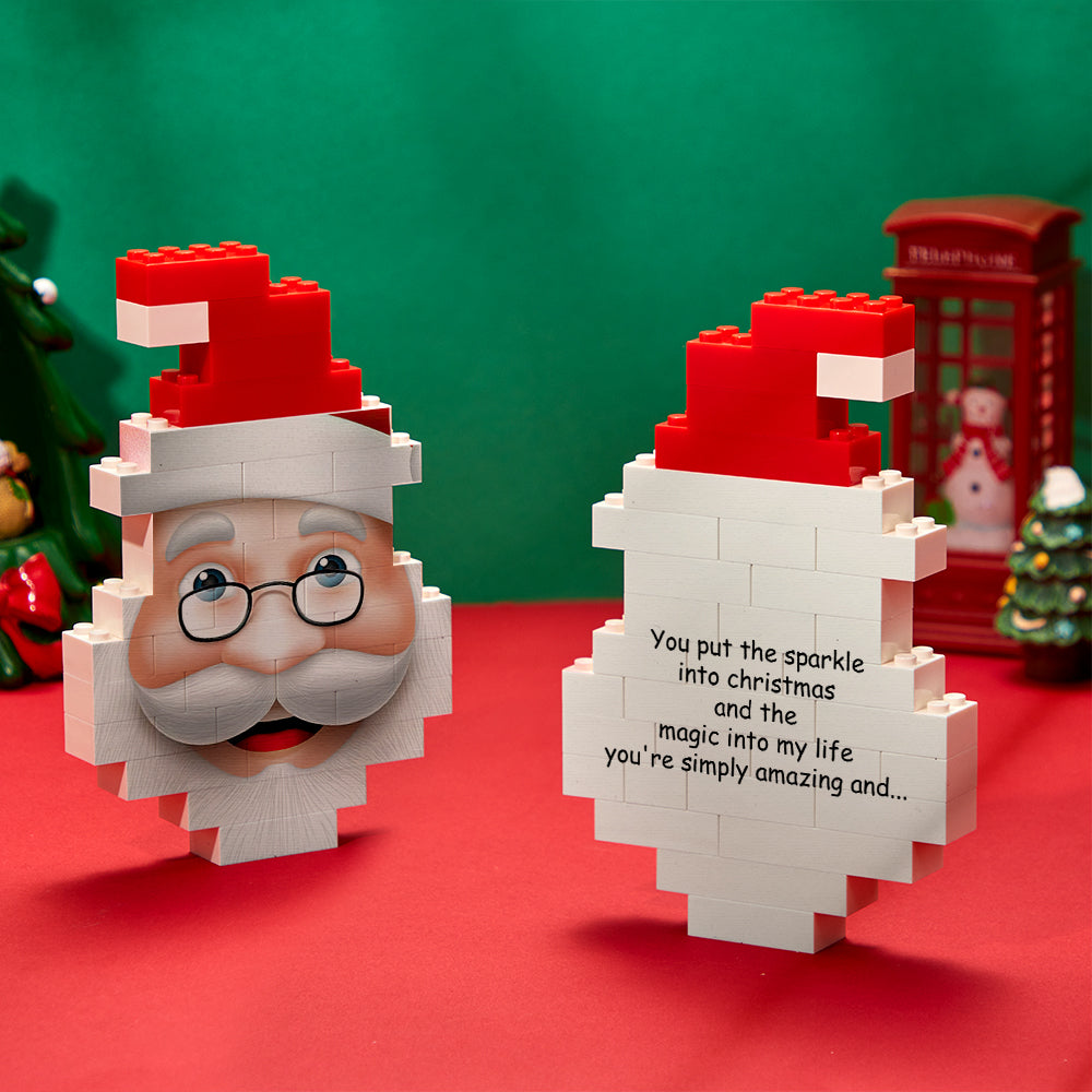 Double‑sided personalised Santa Claus brick puzzle demonstrating both front and back custom photo printing option