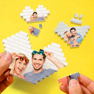 Custom 3PCS Building Brick Puzzles Personalized Heart Shaped Photo Block Gift