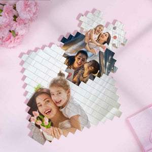Custom 3PCS Building Brick Puzzles Personalized Heart Shaped Photo Block Gift