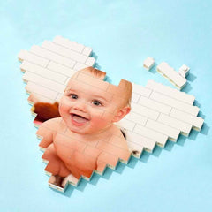 Custom Building Brick Personalized Heart Shaped Photo Block for Children's Day