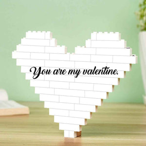 Custom Building Brick Puzzle Personalized Heart Shaped Photo & Text Block Gift for Couples