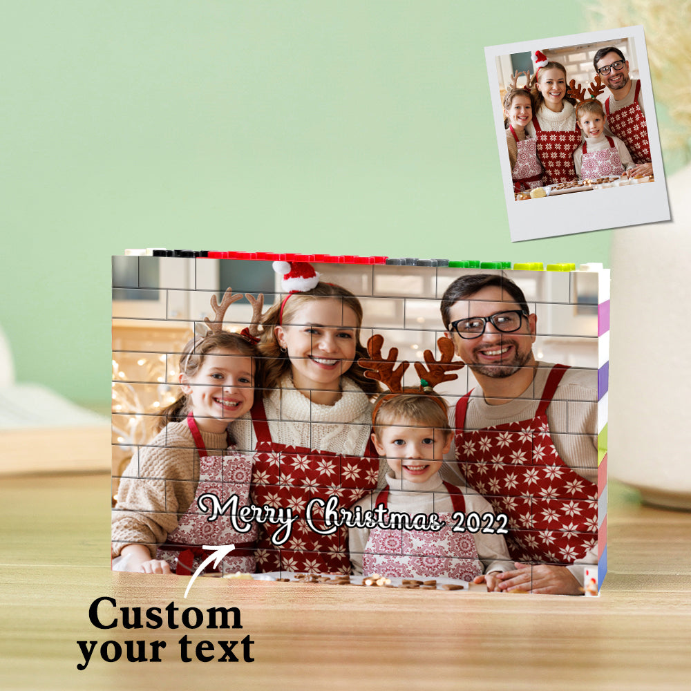 Personalised Photo Building Brick showing a single custom-printed portrait on waterproof PVC — high-quality personalised photo building bricks for custom memorial gifts