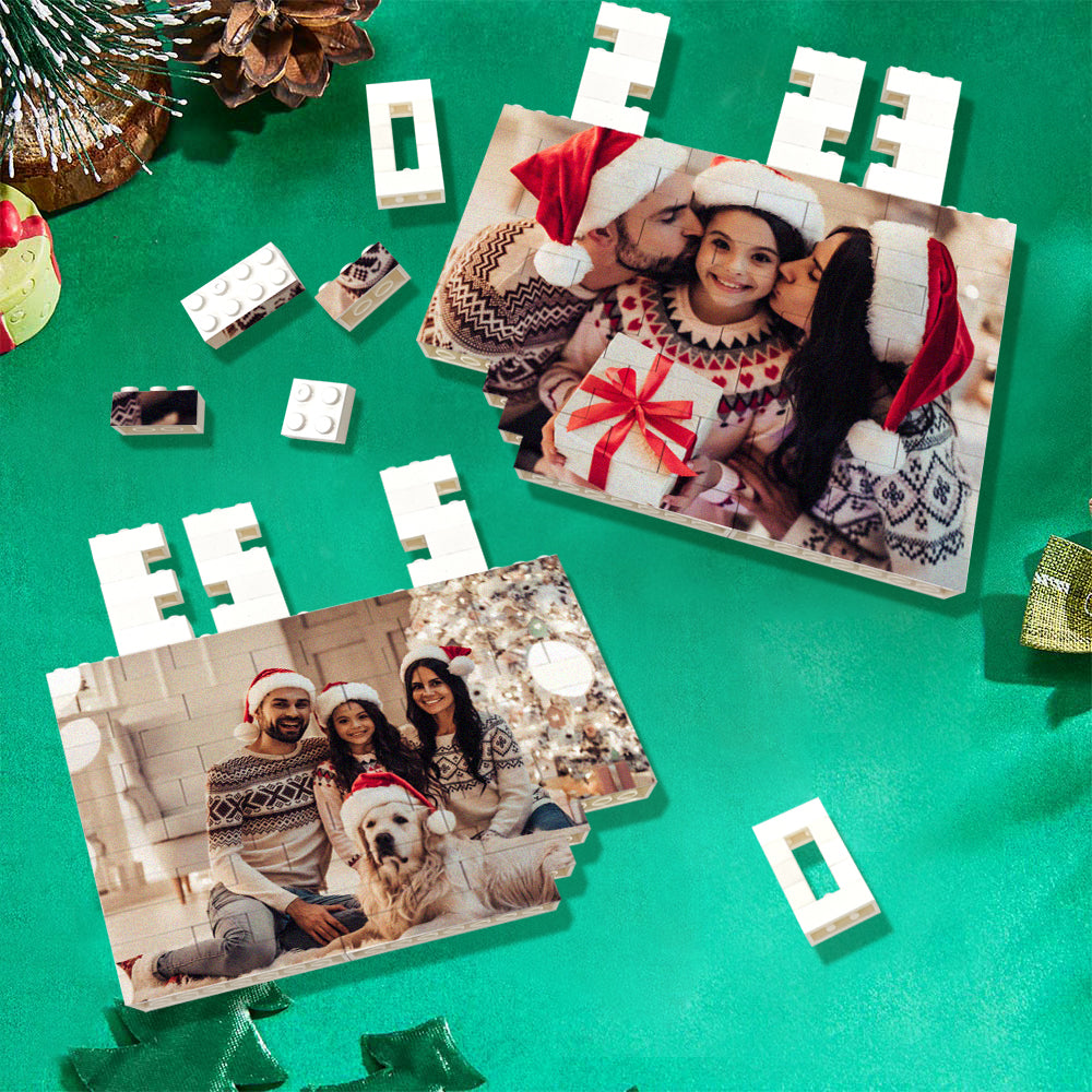 Collection of personalised brick photo blocks featuring different images to showcase versatility as custom photo brick gifts for adults and kids