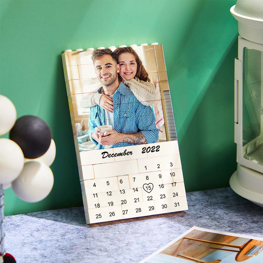 Personalised Photo Building Block Puzzle Calendar - Unique Date Reminder Gift