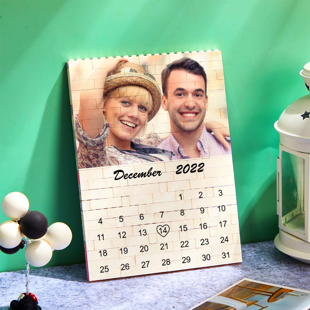 Personalised Photo Building Block Puzzle Calendar - Unique Date Reminder Gift